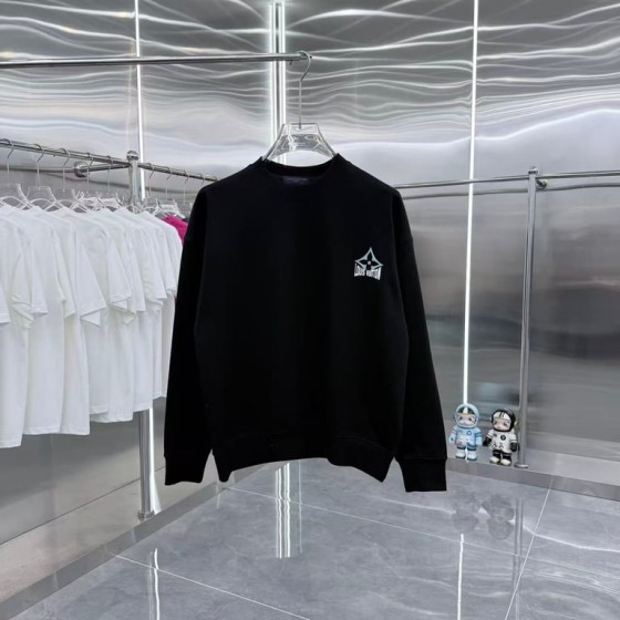 Louis Vuitton Crew Neck Long Sleeve Sweatshirt with Flocking and 3D Silicone Process